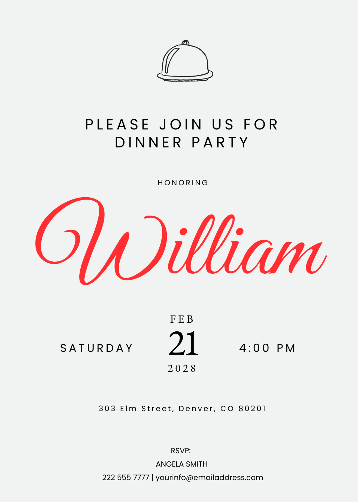 Minimalist Dinner Party Invitation Template - Edit Online & Download