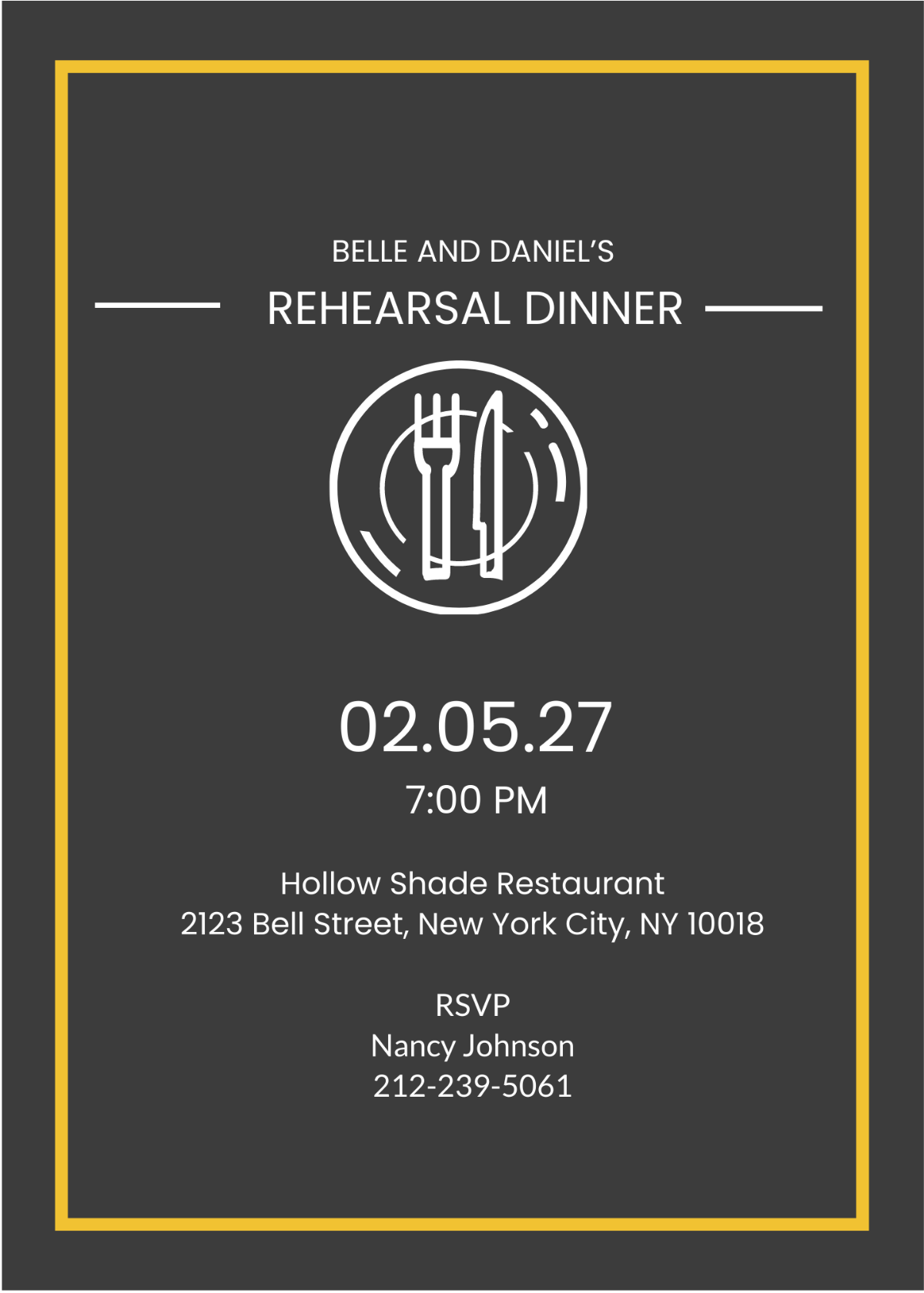 Rehearsal Dinner Party Invitation Template
