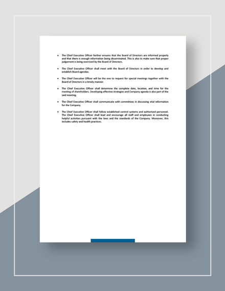 Chief Executive Officer Job Description Template Free PDF Google