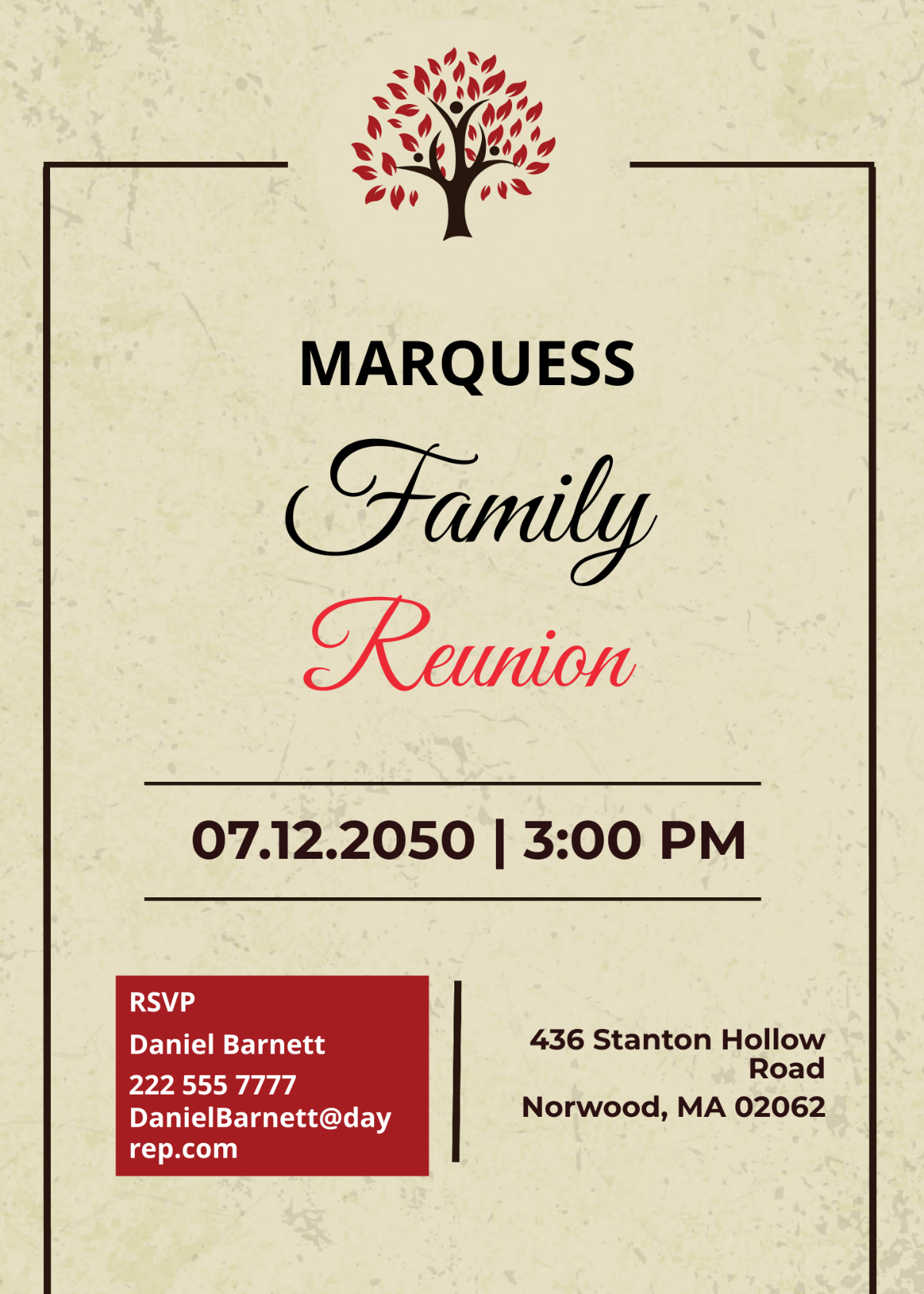 Vintage Family Reunion Invitation Template - Edit Online & Download