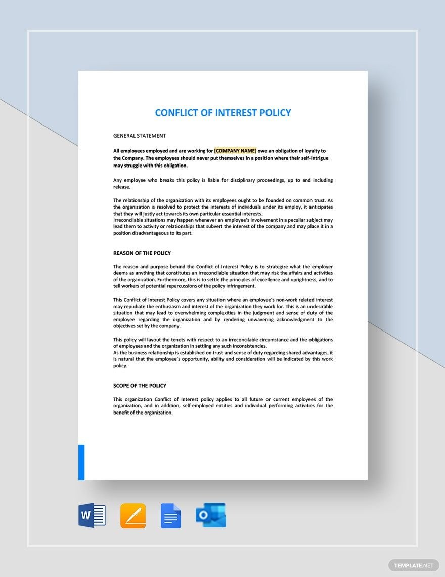 Conflict Of Interest Policy Template