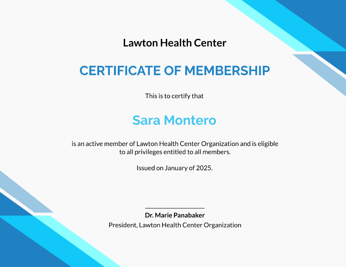 Medical Membership Certificate Template