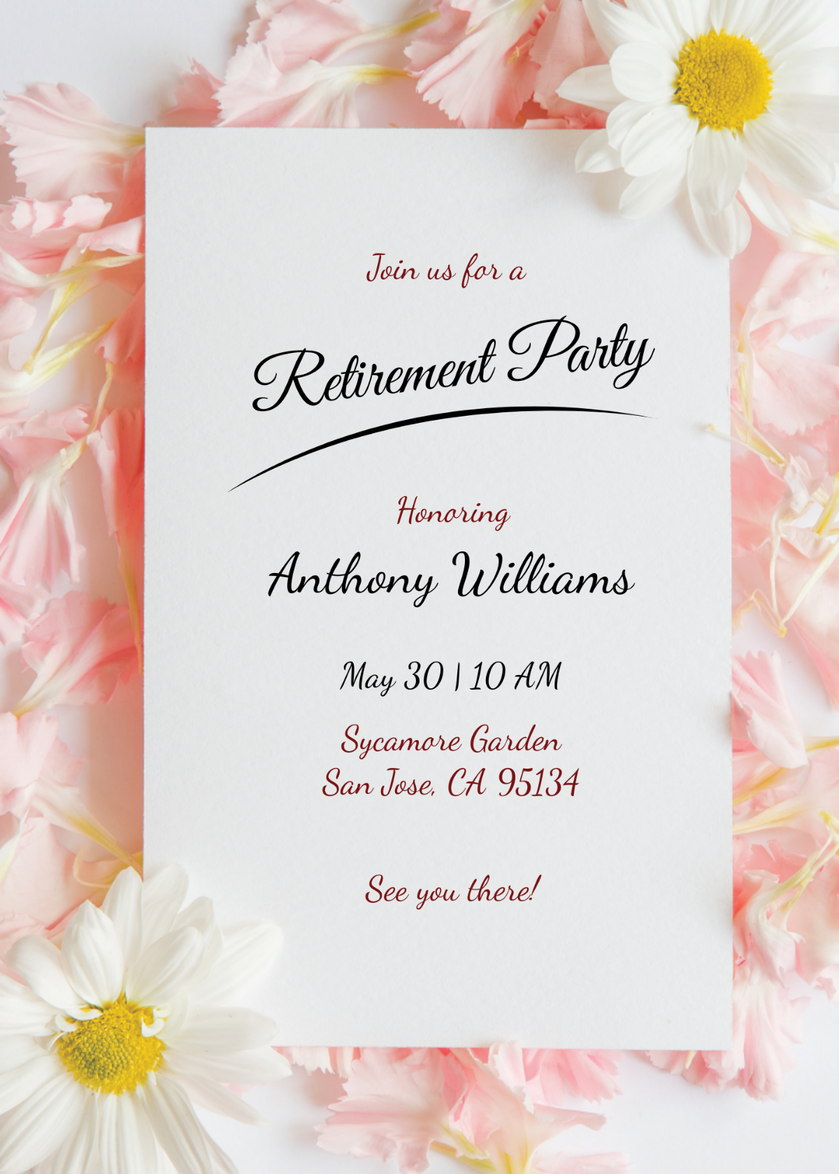 Free Floral Retirement Party Invitation Template