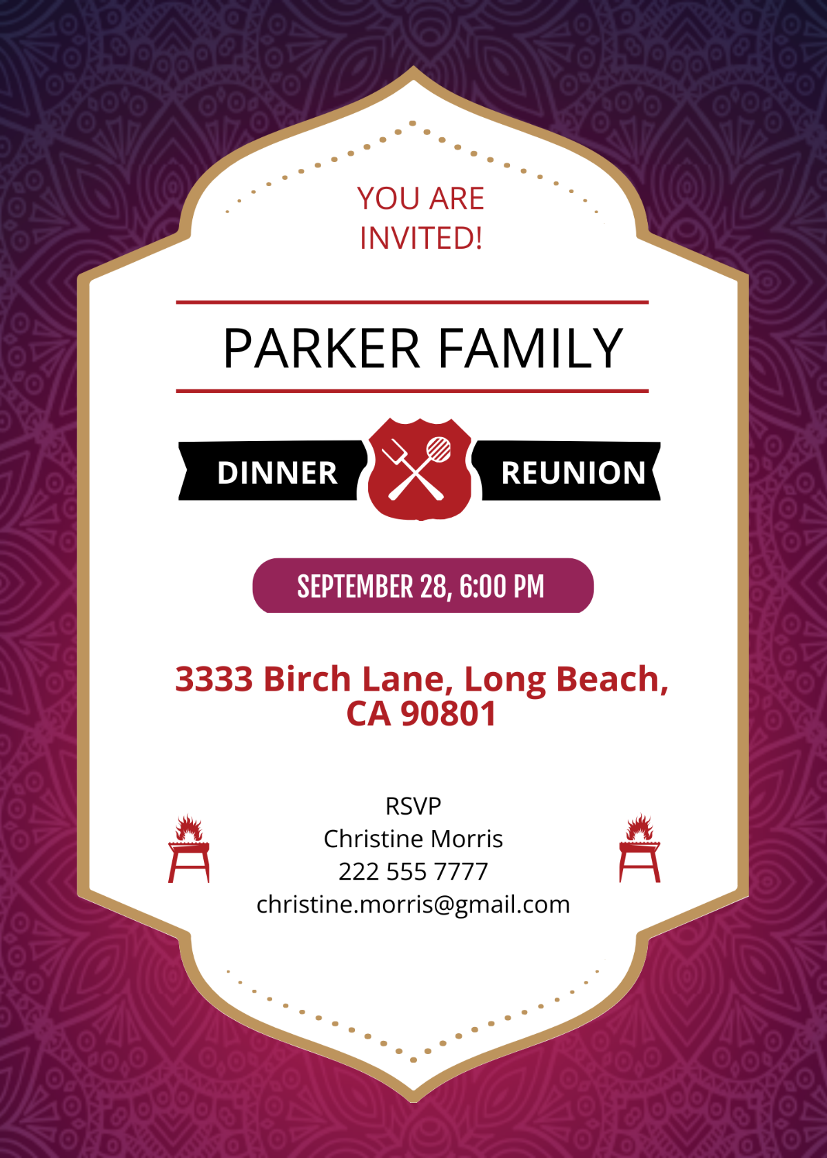 Family Dinner Reunion Invitation