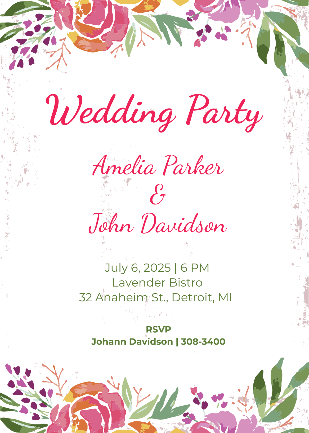 Free Wedding Party Invitation Template