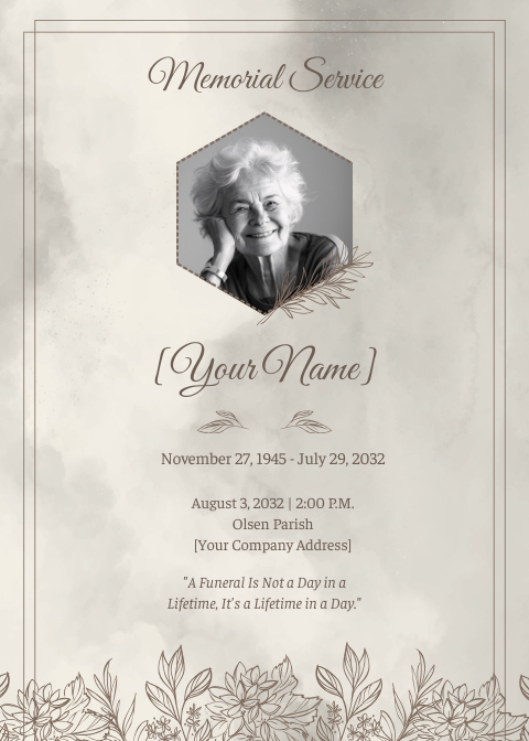 Memorial Service Announcement Invitation Template