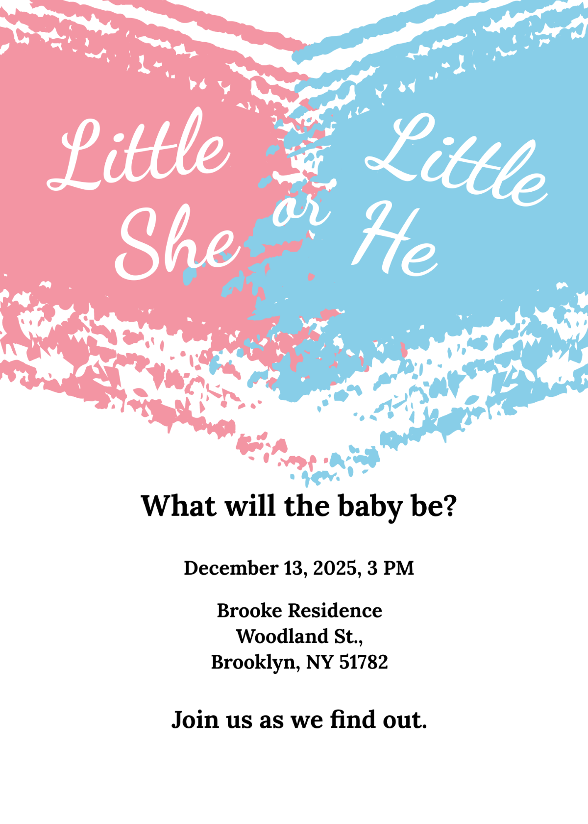 Modern Gender Reveal Party Invitation Template