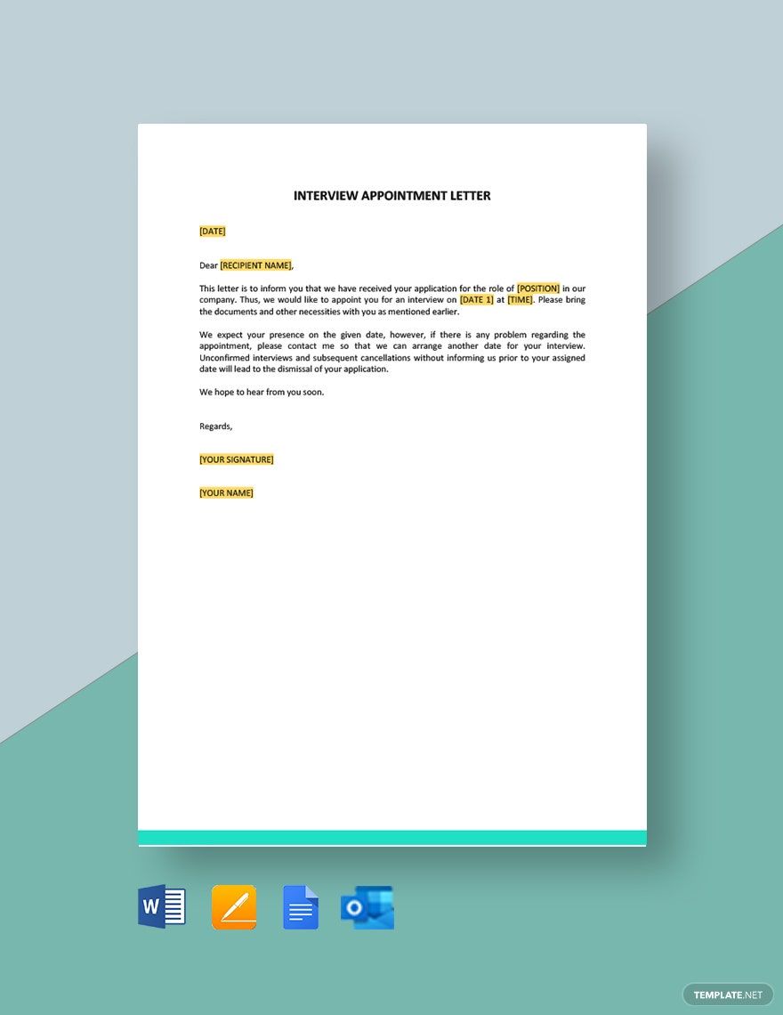 Basic Interview Appointment Letter Template