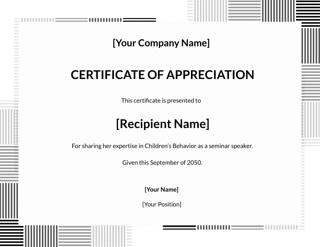 Formal Certificate Of Appreciation Template Edit Online And Download Example 1436