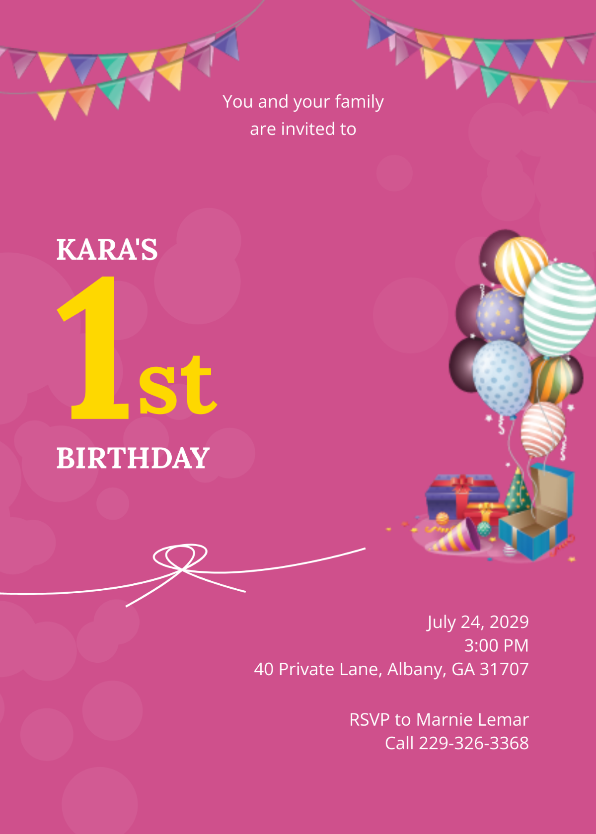 1st Birthday Invitation Template