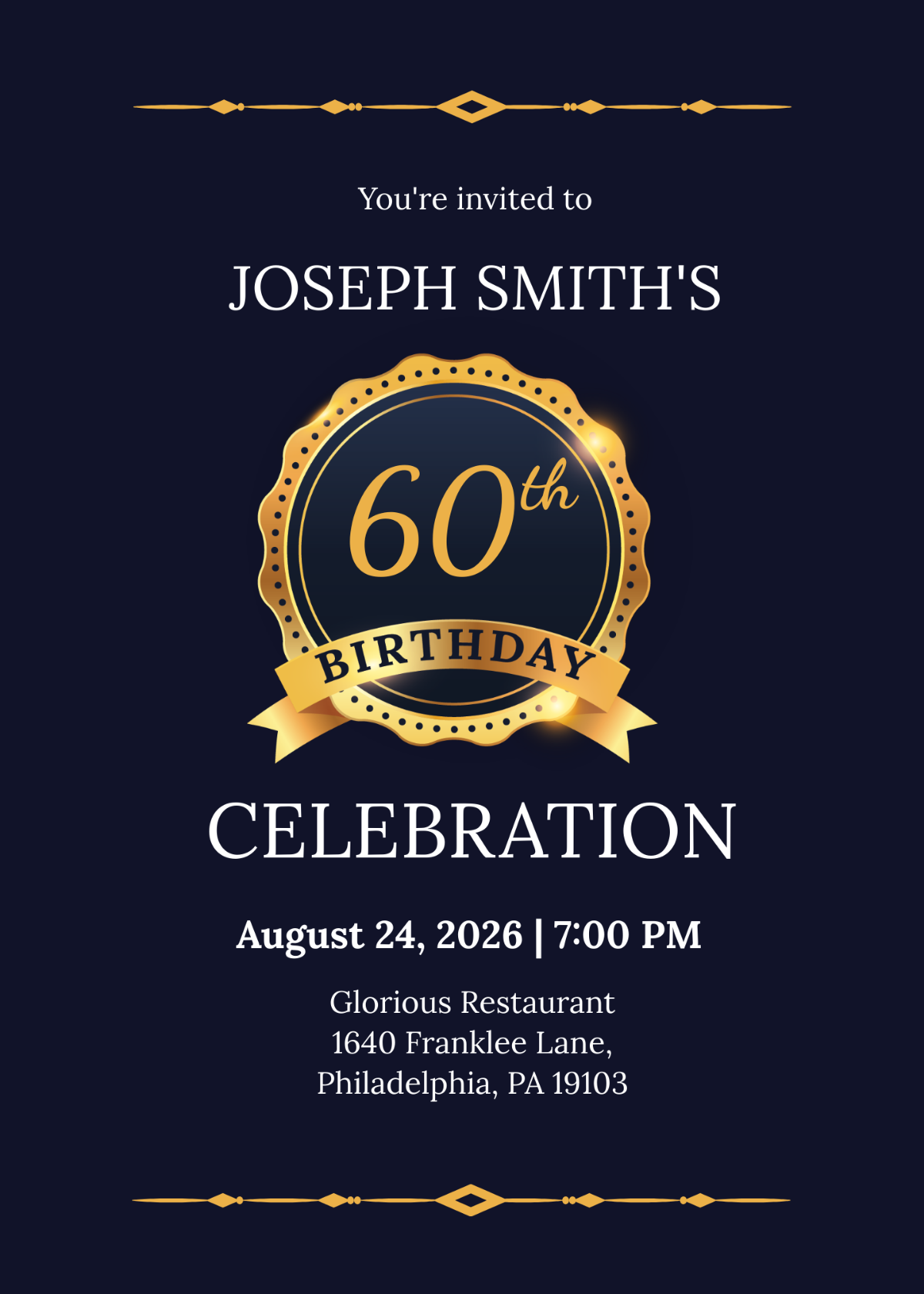 Free 60th Birthday Invitation Template
