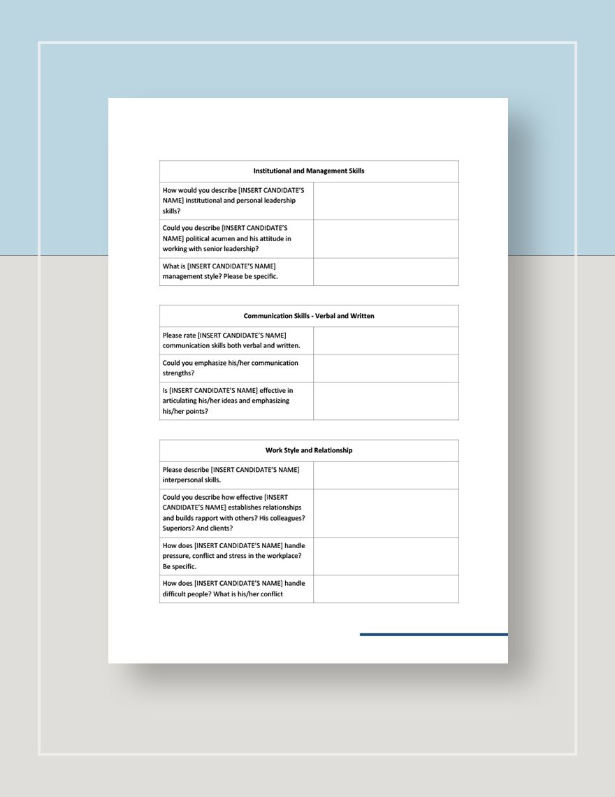 Reference On Qualifications Template