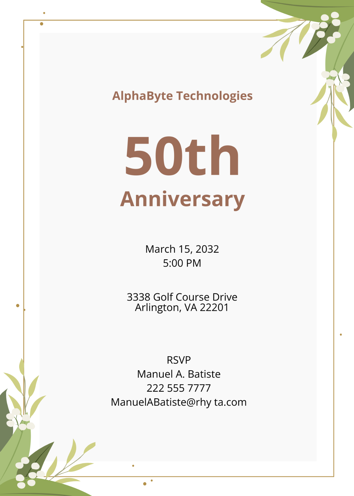 Corporate Anniversary Invitation
