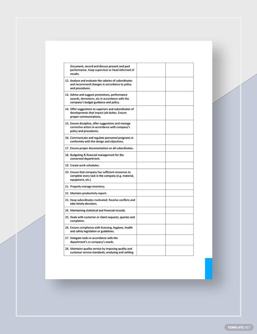 Checklist Routine Managerial Duties Template - Google Docs, Word ...