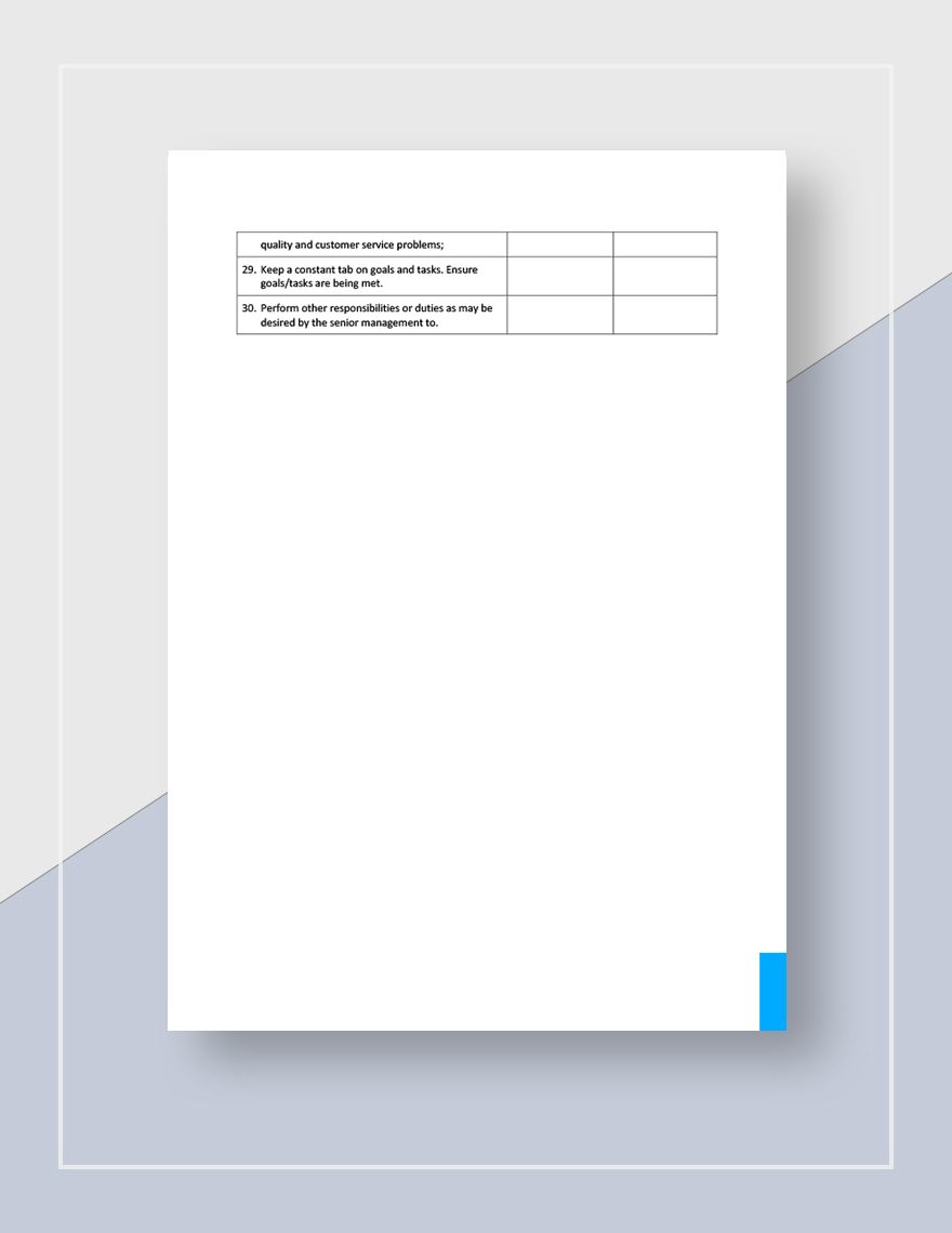 Checklist Routine Managerial Duties Template