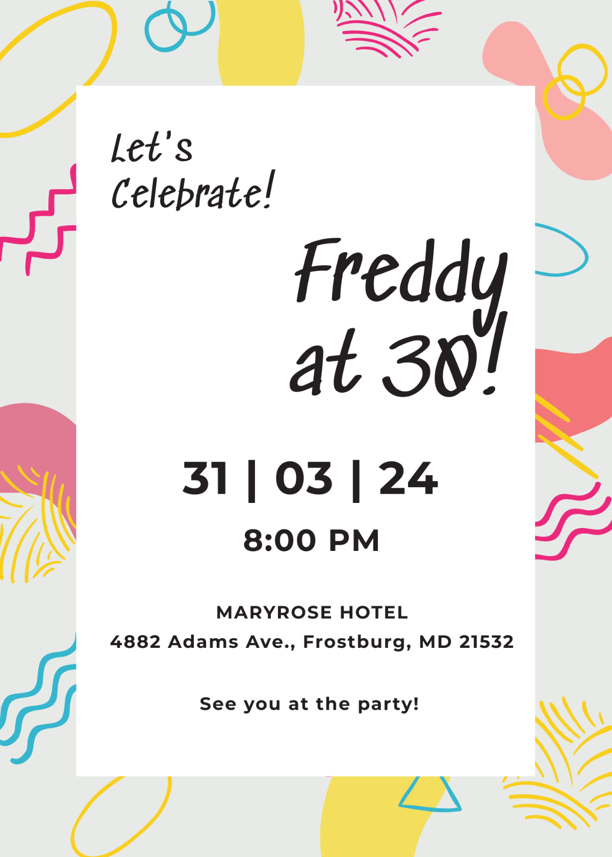 Free Birthday Party Invitation Card Template