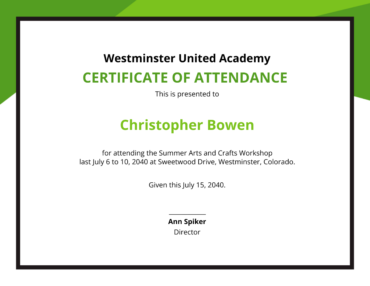 Workshop Attendance Certificate