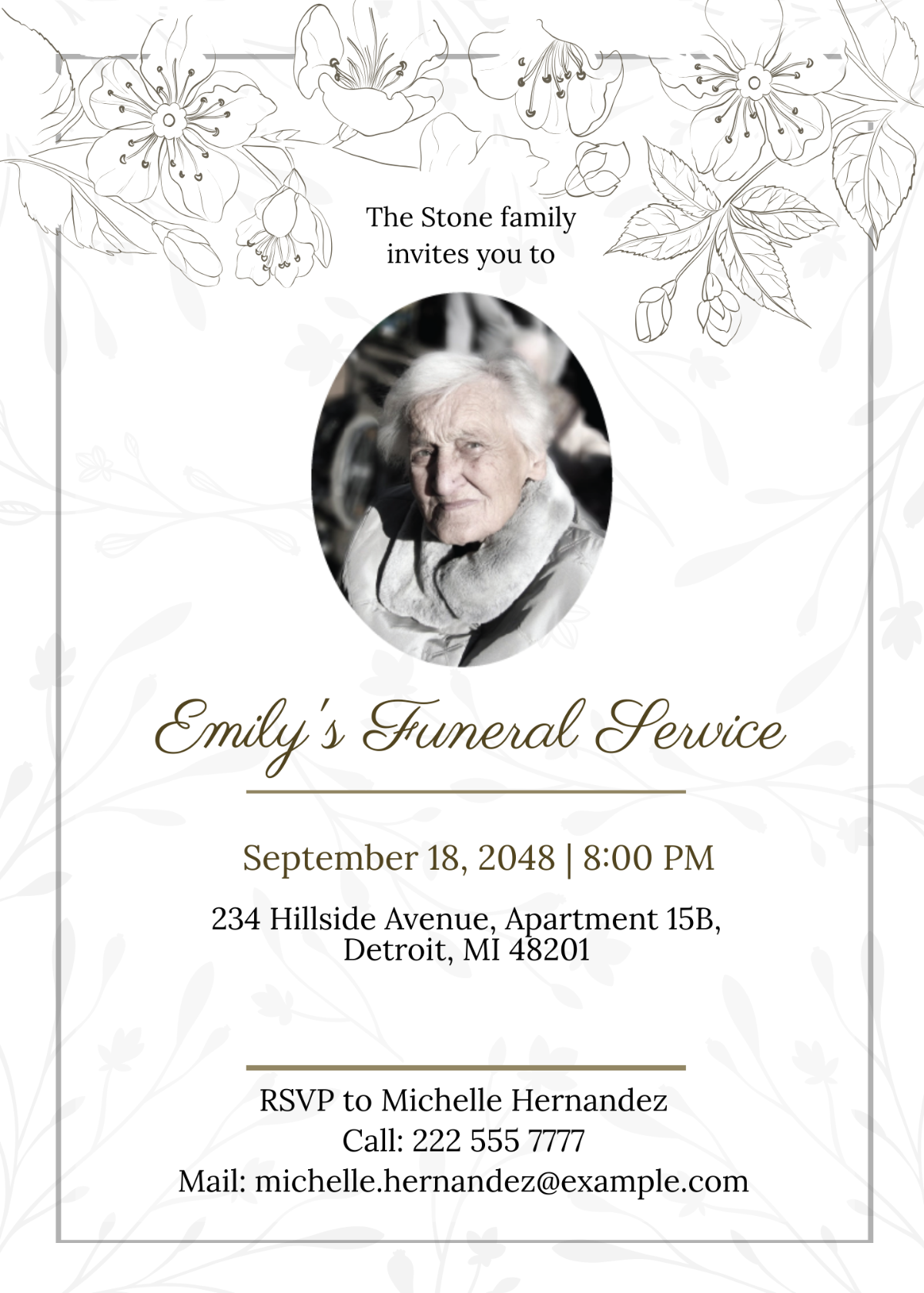 Funeral Announcement Invitation Template - Edit Online & Download