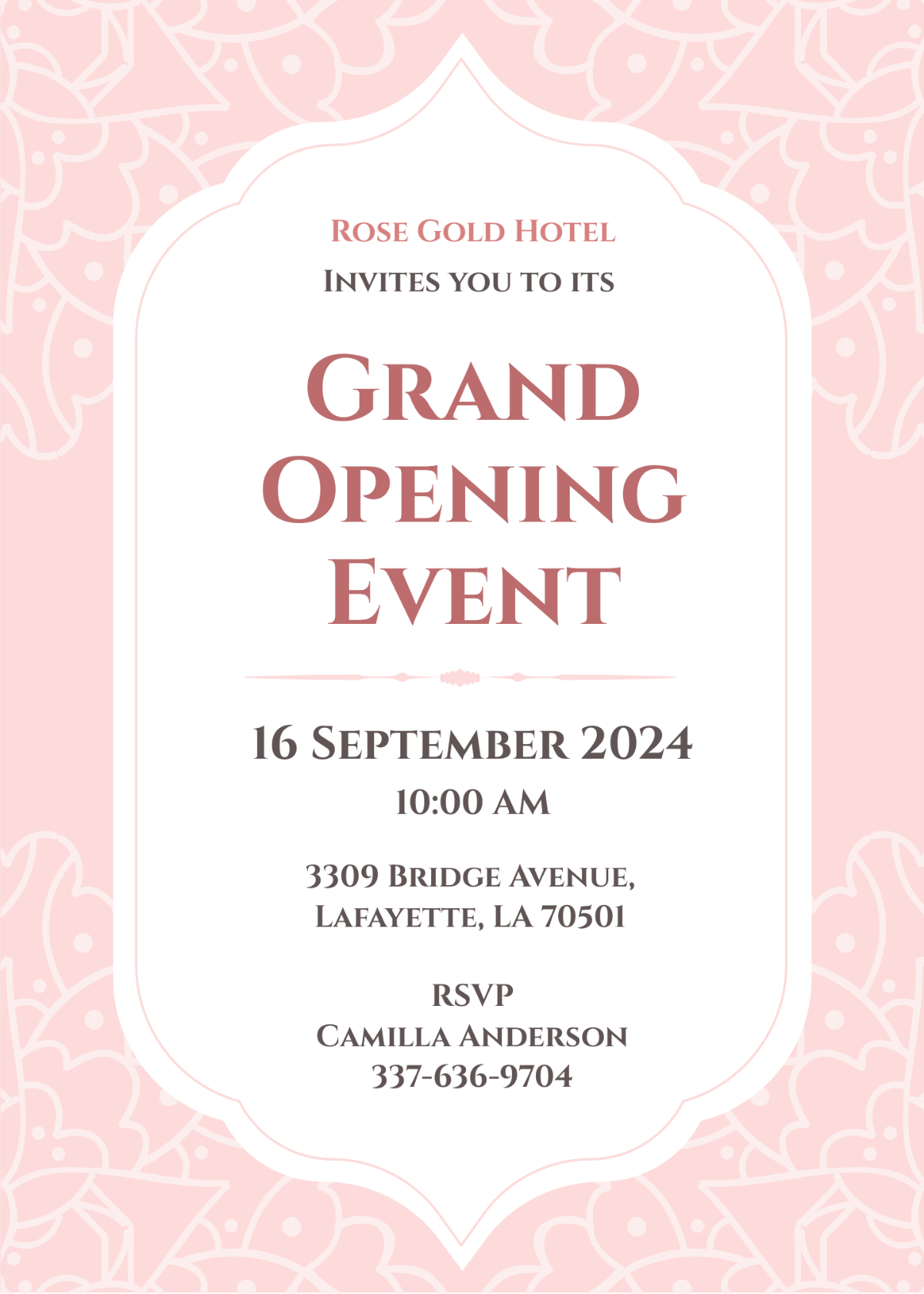 Hotel Opening Invitation Card Template