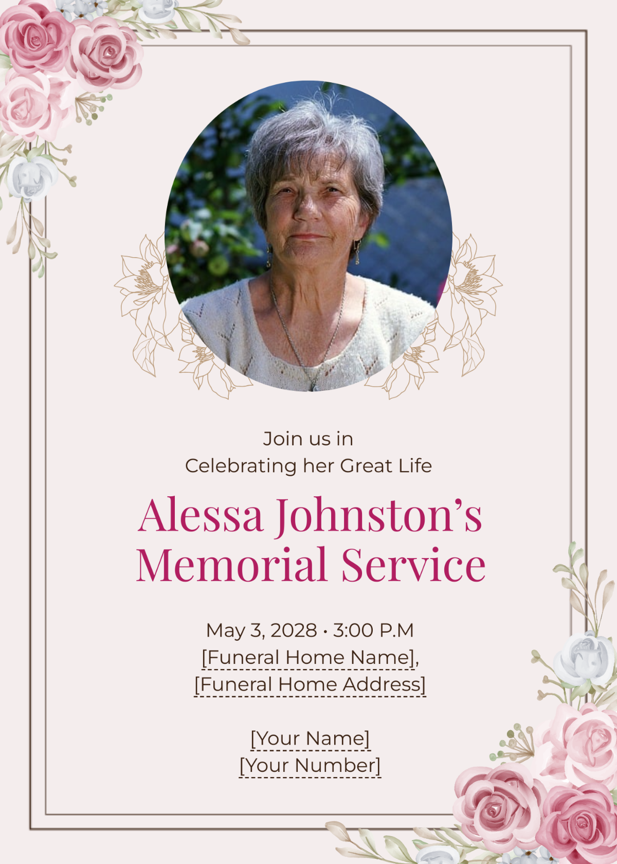 Memorial Service Invitation Template