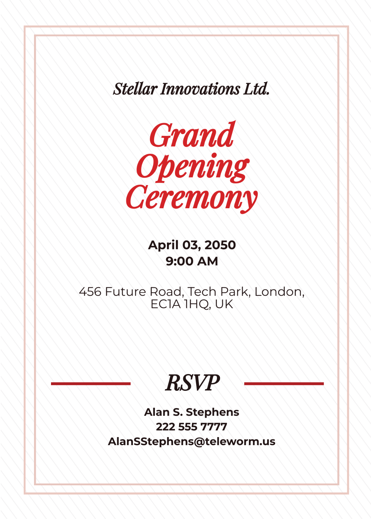 Opening Ceremony Invitation Card