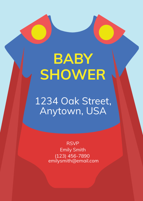 Superhero Onesie Baby Shower Invitation