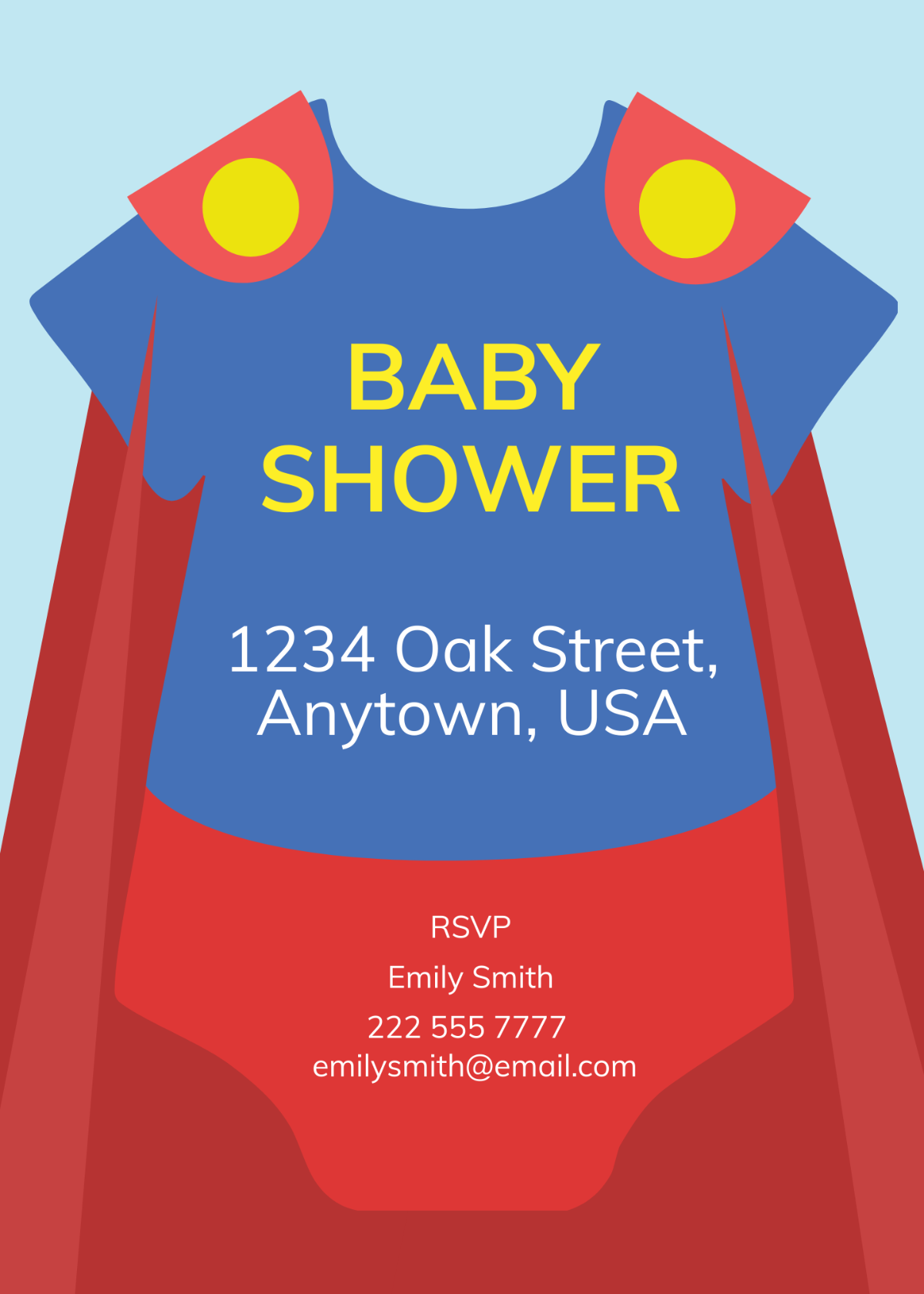 Superhero Onesie Baby Shower Invitation Template - Edit Online & Download