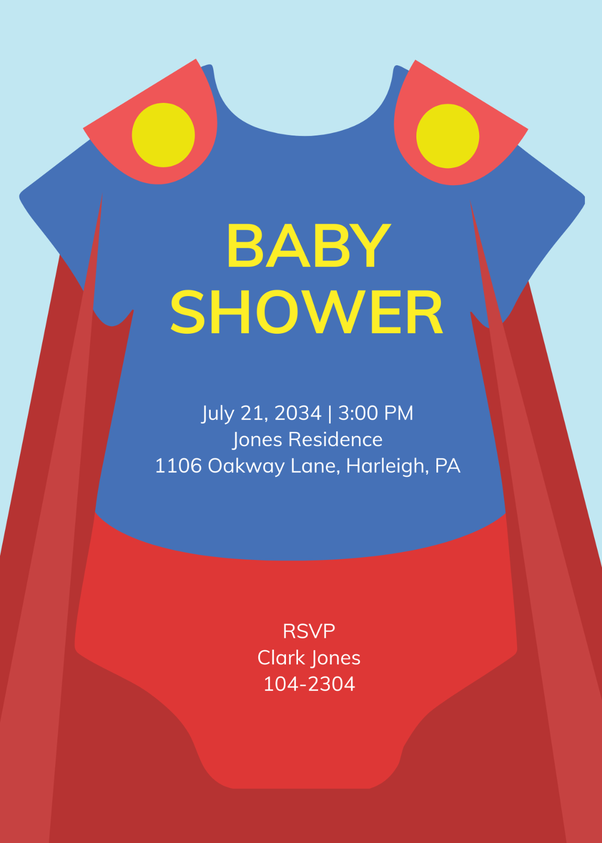 Superhero Onesie Baby Shower Invitation Template