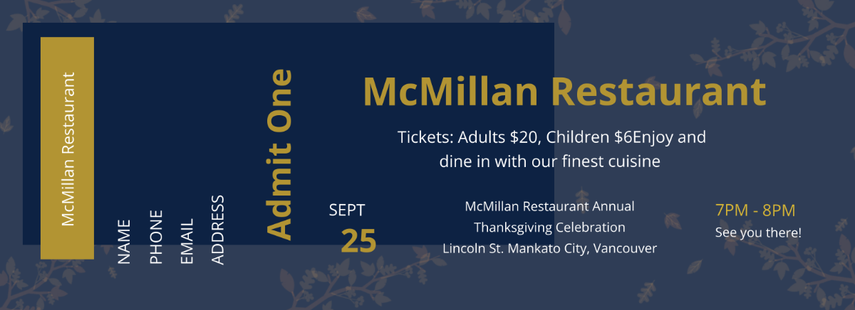 Dinner Ticket Template - Edit Online & Download