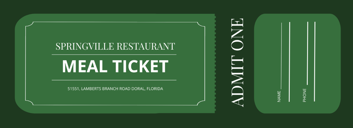 Meal Ticket Template - Edit Online & Download