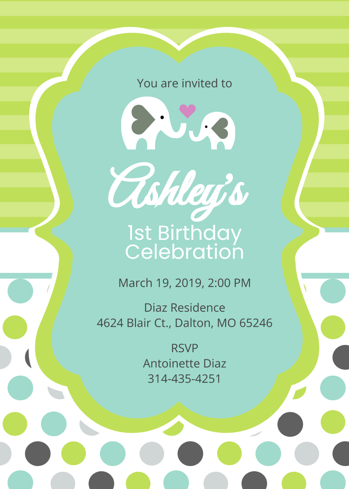 Free Baby First Birthday Invitation Template