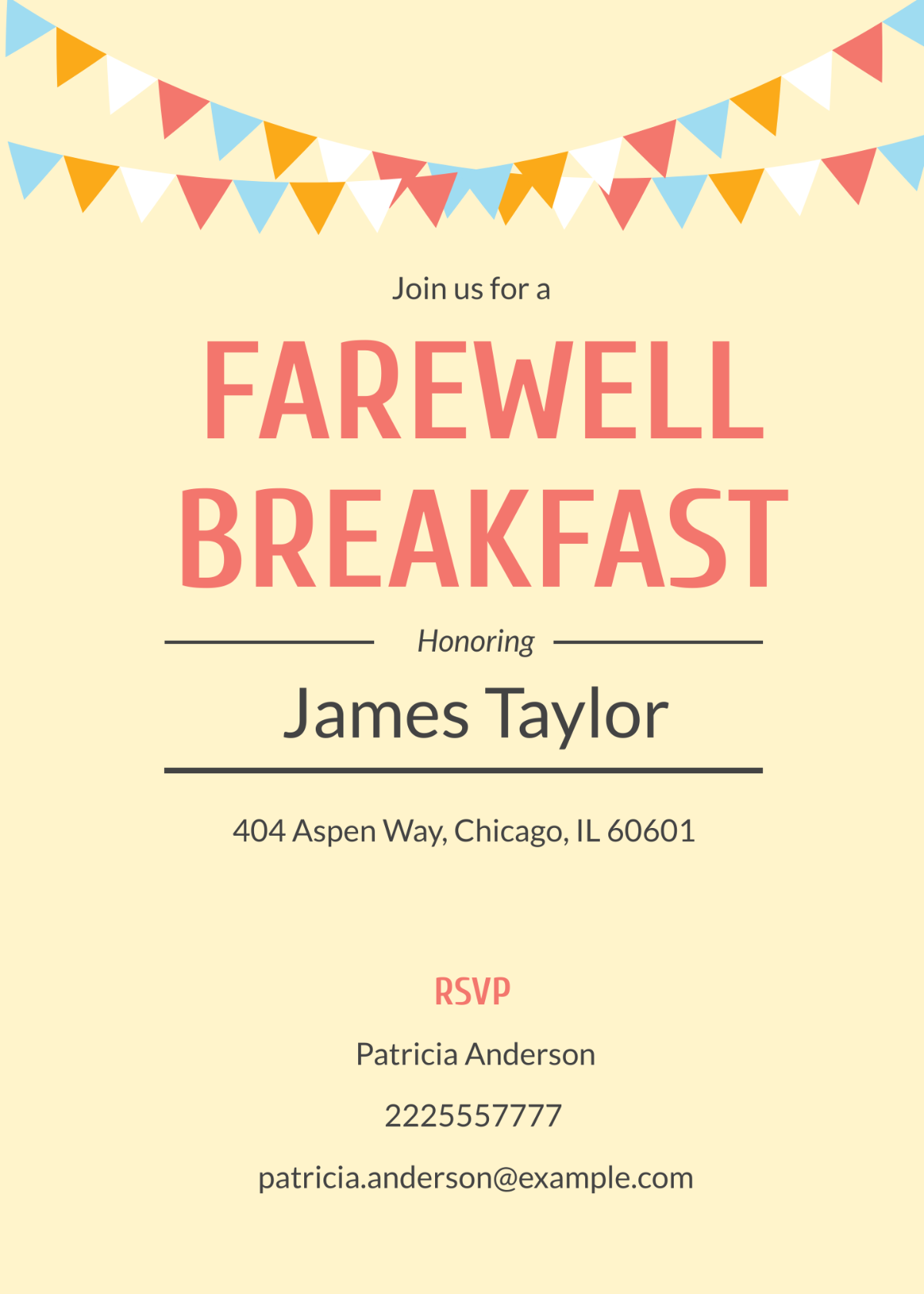 Farewell Breakfast Party Invitation
