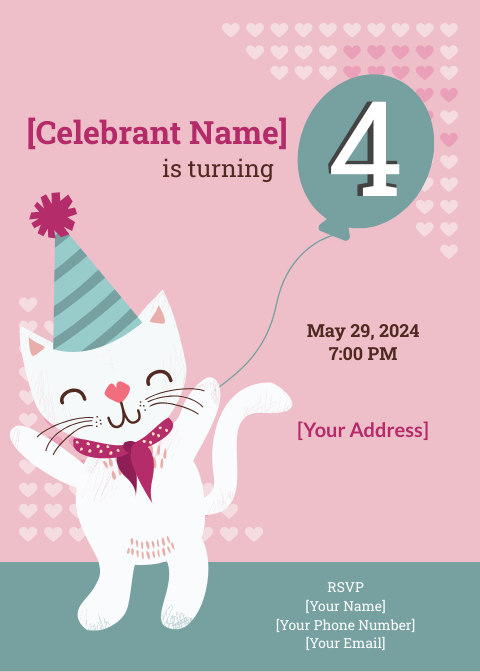 Kitty Birthday Invitation