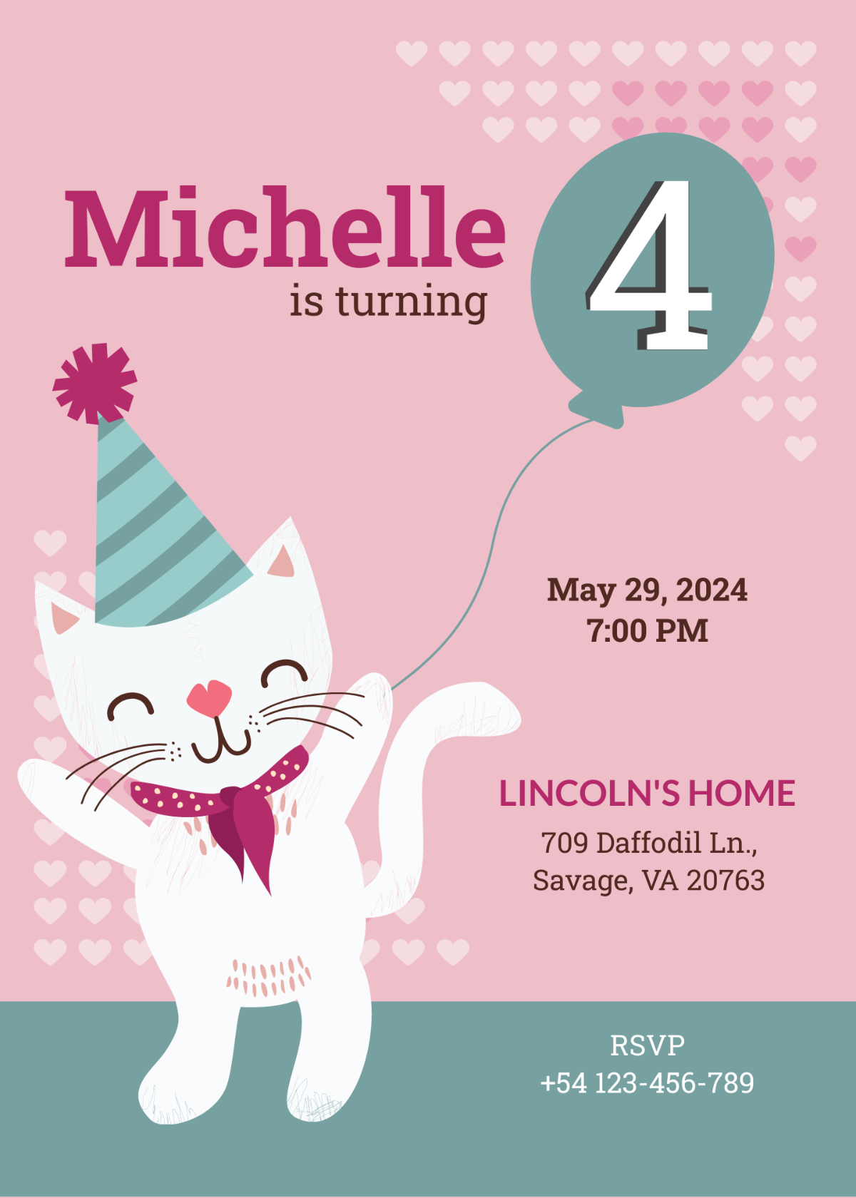 Free Kitty Birthday Invitation Template