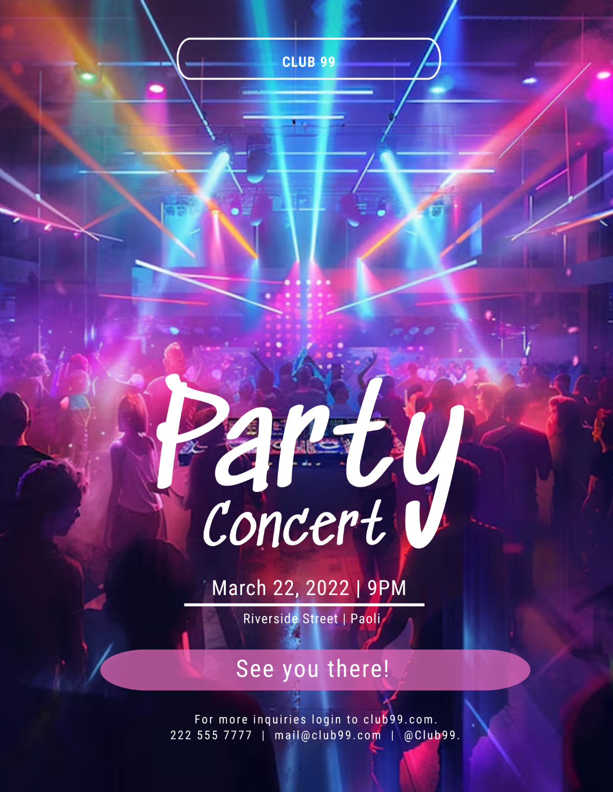 Minimalist Party Concert Flyer Template - Edit Online & Download