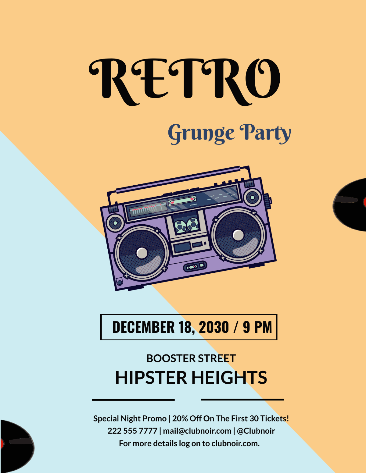 Retro Grunge Party Flyer Template - Edit Online & Download