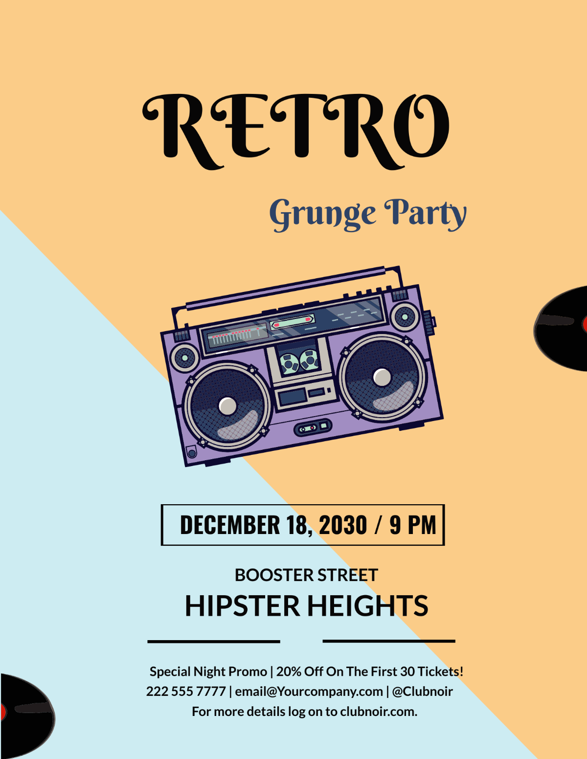 Free Retro Grunge Party Flyer Template