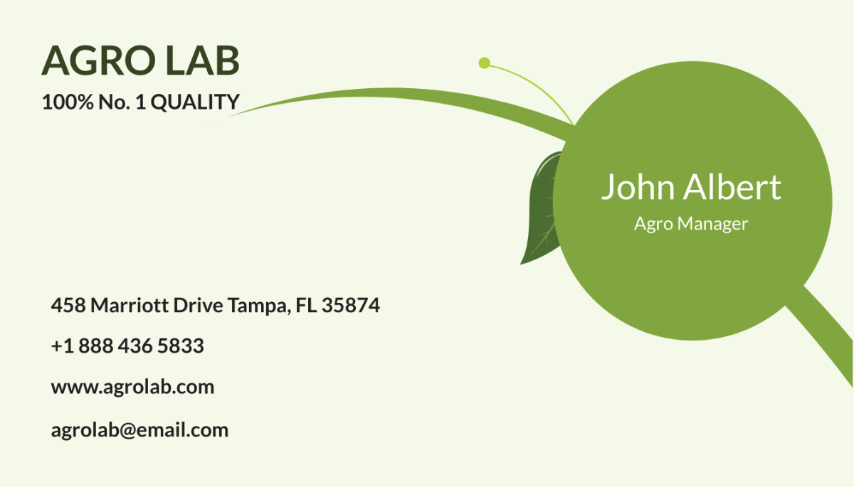 Agriculture Business Card Template - Edit Online & Download