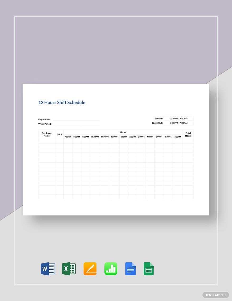 12 Hours Shift Schedule Template in Apple Numbers, Pages, Excel, Word, Google Docs, Google Sheets - Download | Template.net