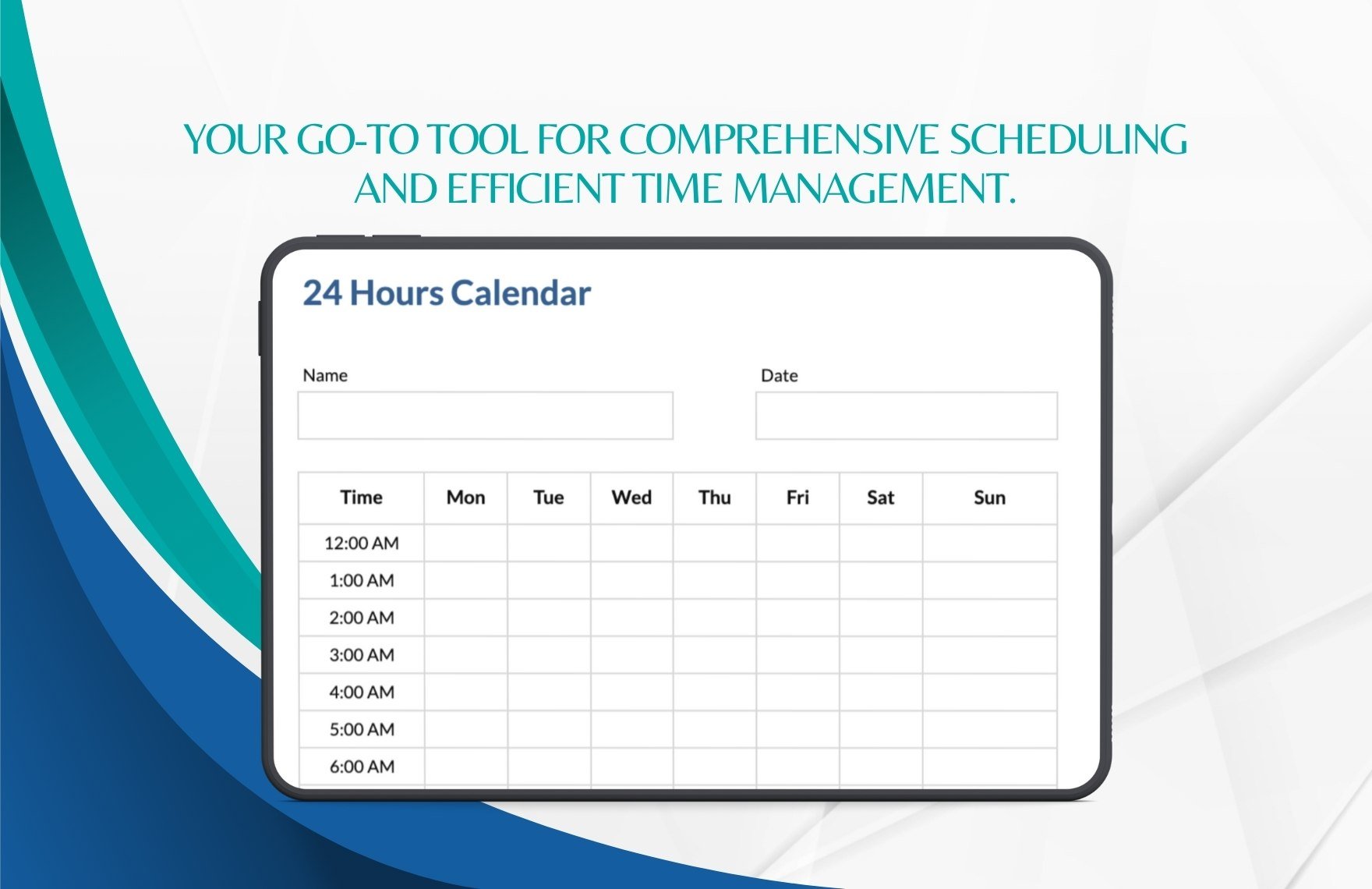 24 Hours Calendar Template