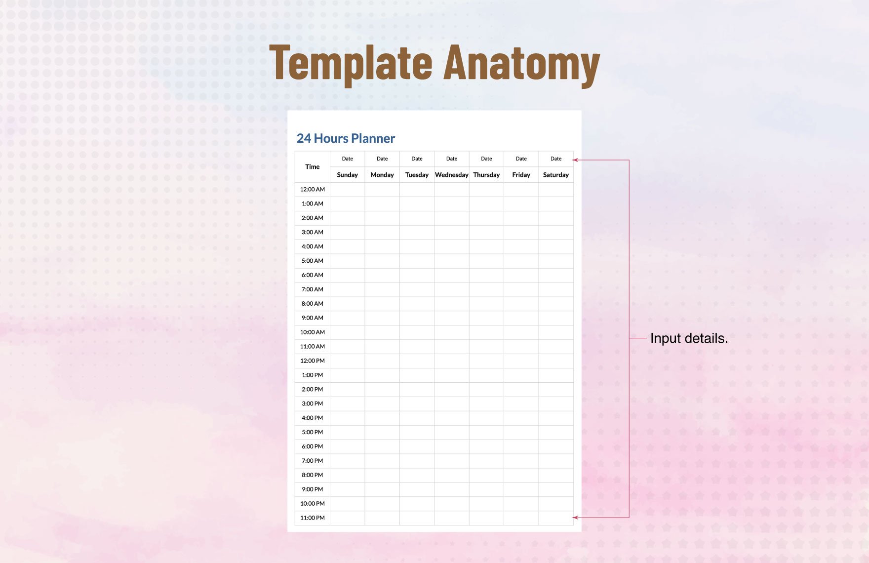 24 Hours Planner Template