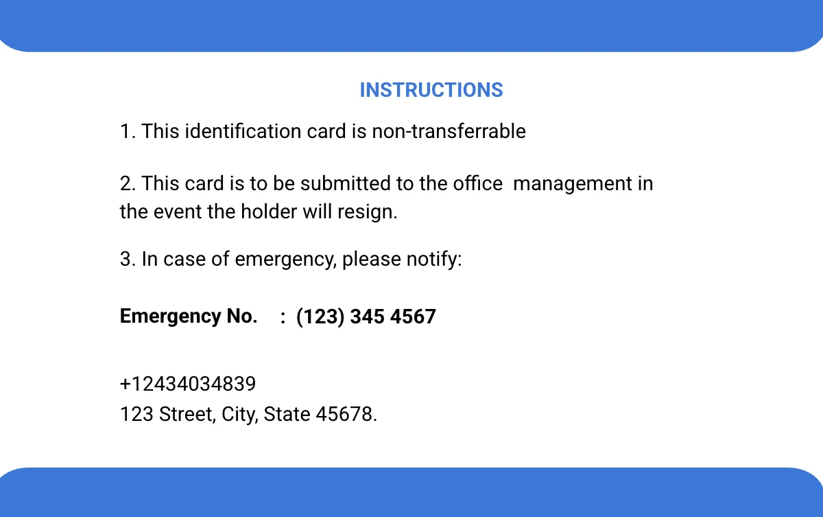 Free Company Blank ID Card Template to Edit Online