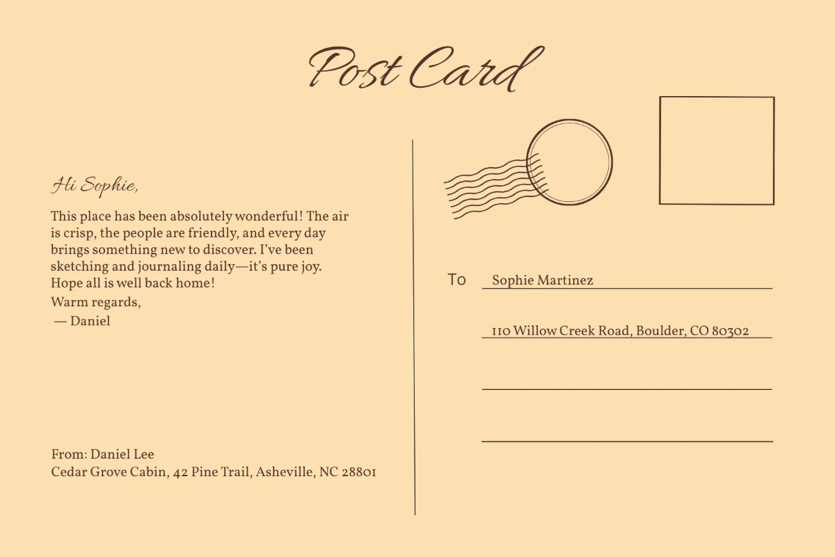 Free Printable Postcard Template to Edit Online