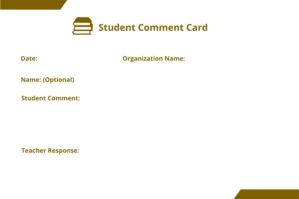 Free Student Comment Card Template