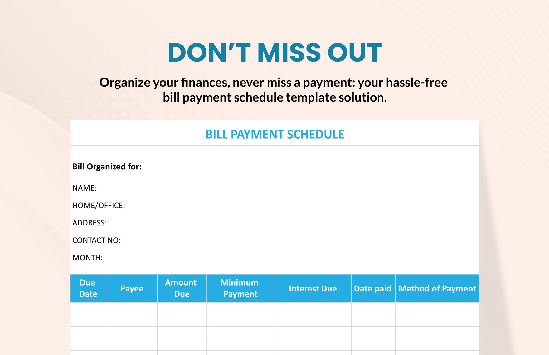 Bill Payment Schedule