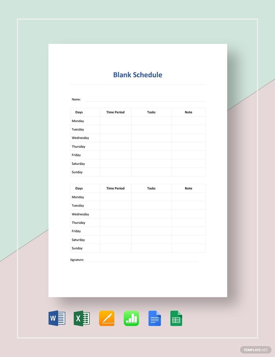 Free Blank Schedule Template