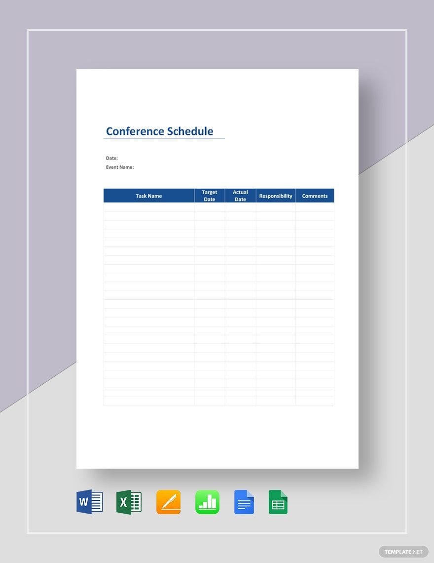 Daily Schedule Template Numbers