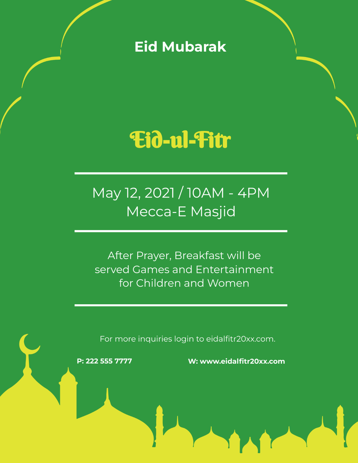 Eid Ul Fitr Flyer Template - Edit Online & Download