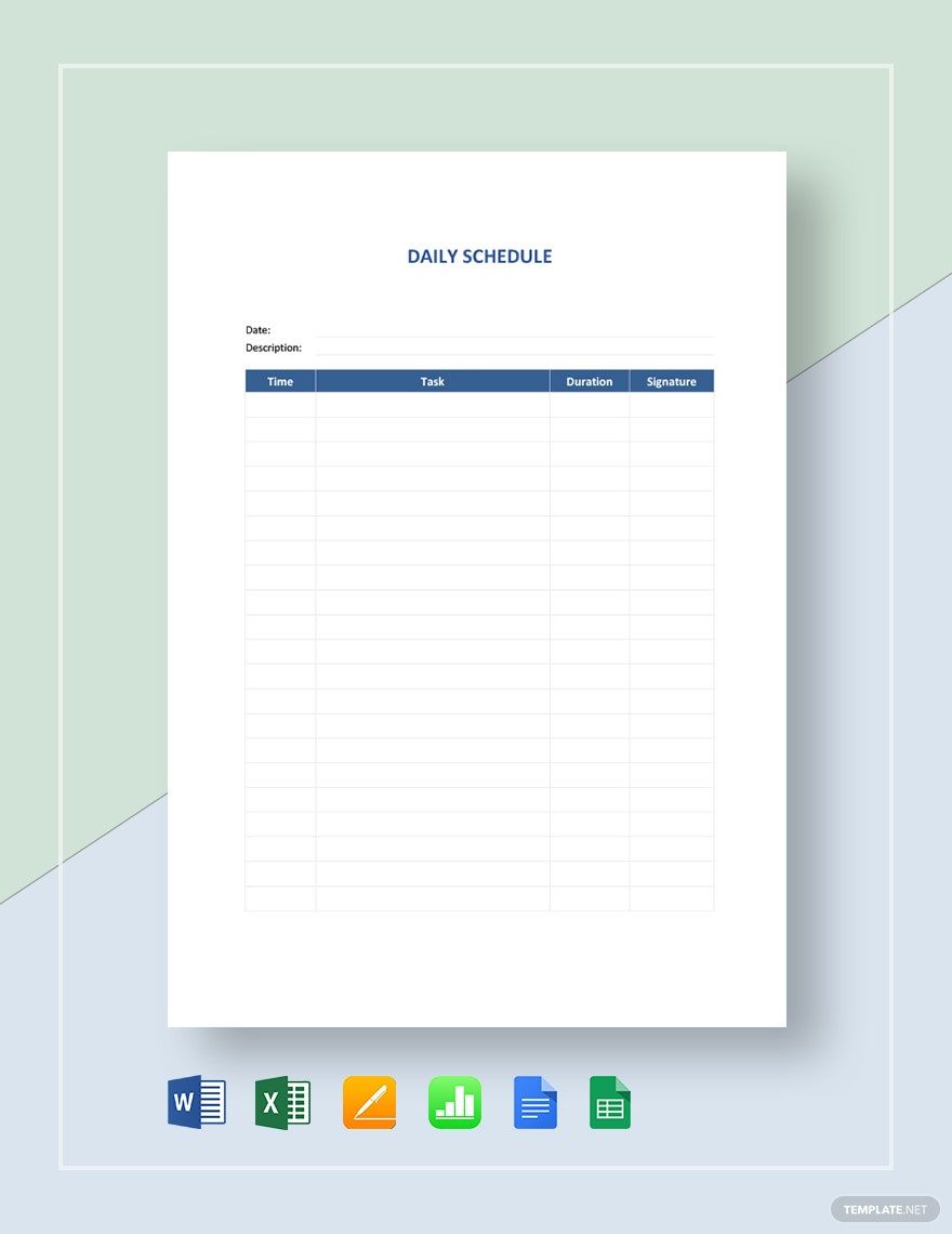 excel daily work schedule template