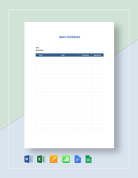 daily schedule chart template printable